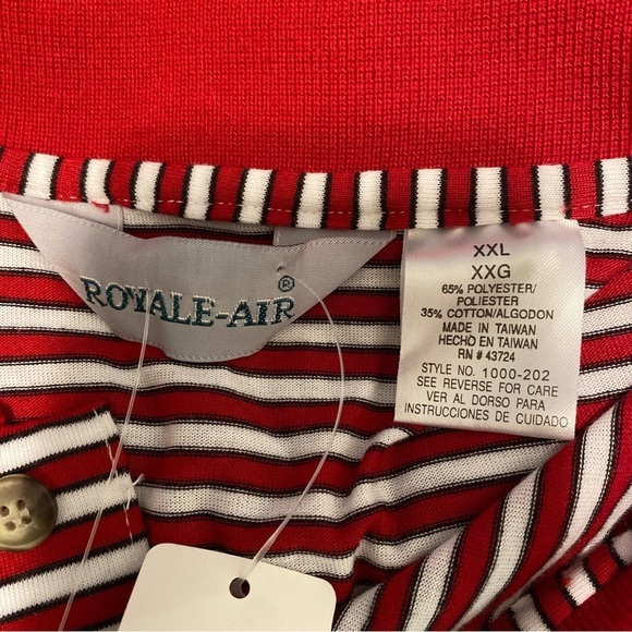 Royale Air Shirt Mens‎ Size XXL New Red Collared Pull Over Polo Stripes - Picture 7 of 10